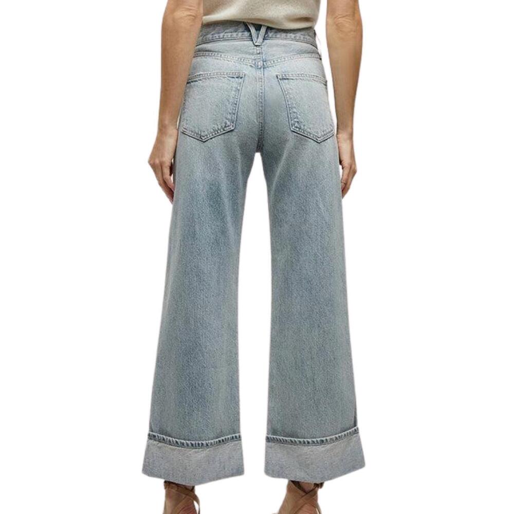 NEW VERONICA BEARD taylor cuffed wide-leg jean in airway cloud - Picture 3 of 4
